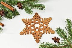 Dekorácie - Snehová vločka č.6 (sada 3ks) - drevená vianočná ozdoba - 11131731_
