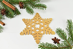 Dekorácie - Snehová vločka č.6 (sada 3ks) - drevená vianočná ozdoba - 11131736_