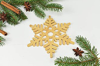 Dekorácie - Snehová vločka č.5 (sada 3ks) - drevená vianočná ozdoba (Javor 3ks) - 11131714_