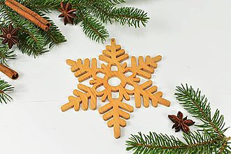 Dekorácie - Snehová vločka č.5 (sada 3ks) - drevená vianočná ozdoba (Jelša 3ks) - 11131715_
