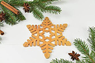 Dekorácie - Snehová vločka č.6 (sada 3ks) - drevená vianočná ozdoba (Jelša 3ks) - 11131735_