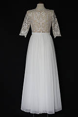 Šaty - Svadobné šaty s telovým živôtikom a elastickou tylovou sukňou - 11130675_