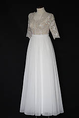Šaty - Svadobné šaty s telovým živôtikom a elastickou tylovou sukňou - 11130677_