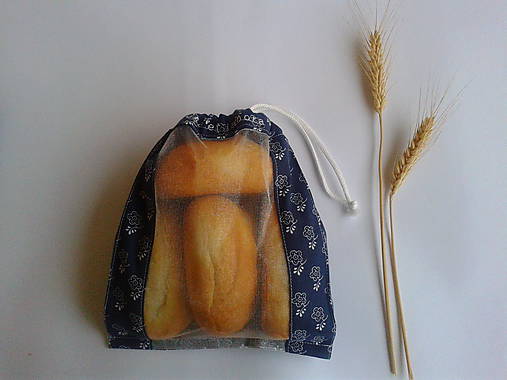  - Vrecúško na chlieb a pečivo - modrotlač (MINI) - 11132279_