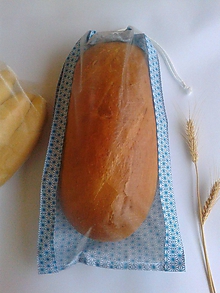 Úžitkový textil - Vrecúško na chlieb a pečivo - tyrkysové hviezdičky (1kg chlieb) - 11132535_