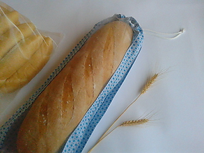 Úžitkový textil - Vrecúško na chlieb a pečivo - tyrkysové hviezdičky (Dlháň) - 11132540_
