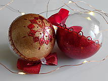 Dekorácie - ZLATO ČERVENÉ vianočné gule s 3D fotkou (vzor na bokoch a na zadnej strane) - 11133306_