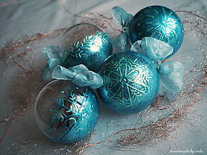 Dekorácie - TYRKYSOVÉ vianočné gule s 3D fotkou - 11133158_