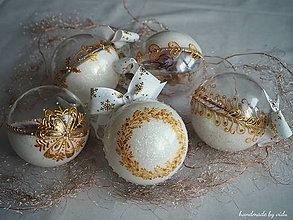 Dekorácie - BIELO ZLATÉ vianočné gule s 3D fotkou - 11133226_