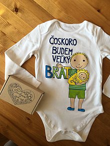 Detské oblečenie - Maľované Tričko s nápisom: "Čoskoro budem veľký brat (Na body) - 11133026_