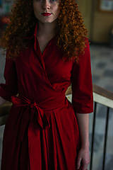Šaty - Zavinovací šaty MONA, tmavší červená - 11136681_
