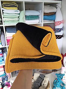 Detský textil - Zimná deka do kočíka a postieľky, ,,KurkumaEye", OEKO-TEX® - Kurkumová/čierna podšívka - 11135704_