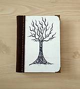 Diár Ručne šitý KRESLENÝ * zápisník * sketchbook ,,Strom" A5 s koženým chrbtom