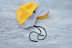 Detské čiapky - Pružná šiltovka žlto-sivá - 11137042_