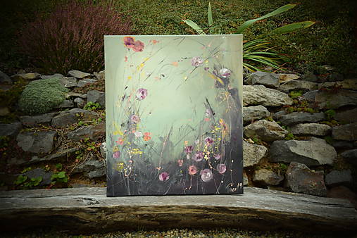 Obrazy - lúka a 3D kvety - 11135882_