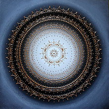 Obrazy - Mandala KVET ŠŤASTIA BIELY (tmavý podklad) 60 x 60 - 11139629_