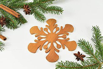 Dekorácie - Snehová vločka č.7 (sada 3ks) - drevená vianočná ozdoba - 11139798_