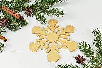 Dekorácie - Snehová vločka č.7 (sada 3ks) - drevená vianočná ozdoba (Javor 3ks) - 11139801_