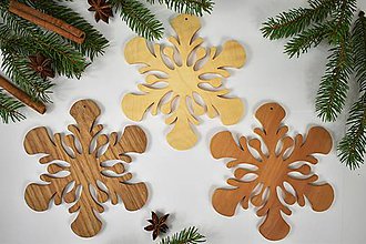 Dekorácie - Snehová vločka č.7 (sada 3ks) - drevená vianočná ozdoba (Mix 3ks) - 11139830_