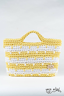 Kabelky - Háčkovaná taška VANDA, lemon-white - 11139935_
