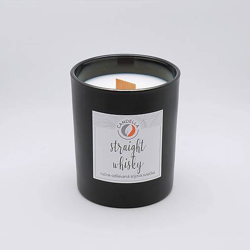 Sviečky - Straight Whisky - sójová sviečka (M) (čierna nádobka M (175 g)) - 11139863_