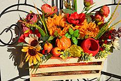 Dekorácie - Jesenná dekorácia v bedničke - 11143933_