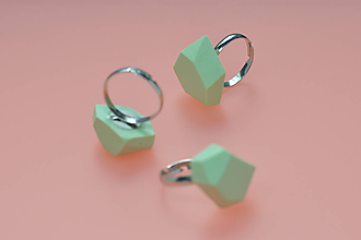 Prstene - Geometrický nastaviteľný prsteň | minimal arch | mint green - 11150126_