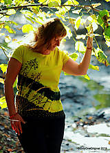 Topy, tričká, tielka - Dámske tričko maľované, batikované ACORUS - 11149278_