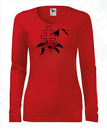 Topy, tričká, tielka - Dámske tričko s dlhým rukávom-DAMIDIZAJN (Červená) - 11154395_