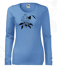 Topy, tričká, tielka - Dámske tričko s dlhým rukávom-DAMIDIZAJN (Modrá) - 11154476_