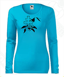 Topy, tričká, tielka - Dámske tričko s dlhým rukávom-DAMIDIZAJN (Modrá) - 11154501_