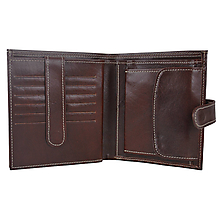 Pánske tašky - Luxusná kožená peňaženka so zapínaním v tmavo hnedej farbe - 11154321_