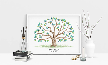 Grafika - Meera - Svadobný strom na odtlačky prstov - 11155068_