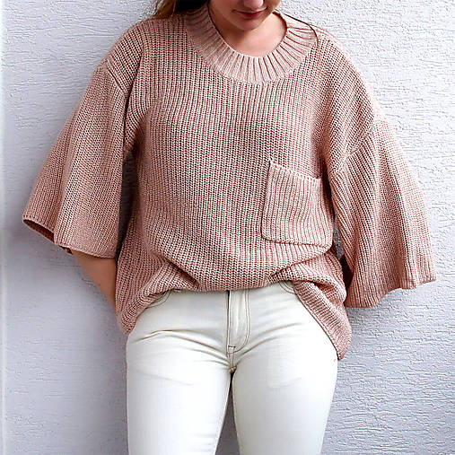Ružový dámsky sveter - 100% Bambus (XL - Priehľadná)