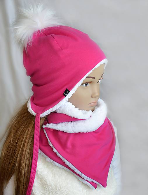 Detské súpravy - Zimný set  cyklamén & fleece snow - 11154171_