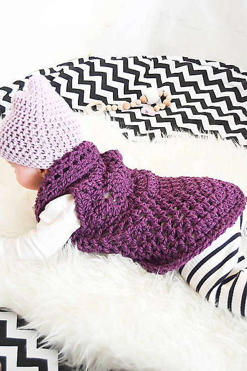 Detské oblečenie - .Mini boho vesta (vlna/alpaka) vo fialovej - 11153387_