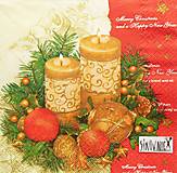Papier - S1447 - Servítky - Vianoce, sviečka, orech, ihličie - 11157572_