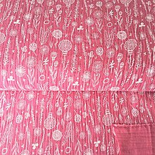 Textil - dvojitý bavlnený mušelín Lúčne kvety, šírka 130 cm (ružová) - 11157987_