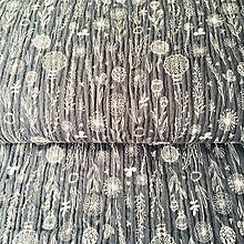 Textil - dvojitý bavlnený mušelín Lúčne kvety, šírka 130 cm (sivá) - 11158031_