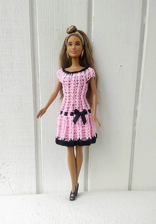  - Háčkované ružové šaty pre Barbie - 11164666_