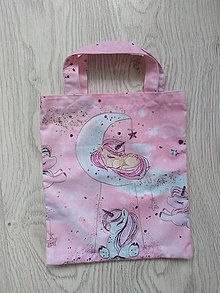 Detské tašky - Detská nákupná taška spiace jednorožce (Ružová) - 11162020_