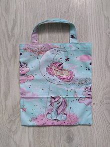 Detské tašky - Detská nákupná taška spiace jednorožce (Mentolová) - 11162026_