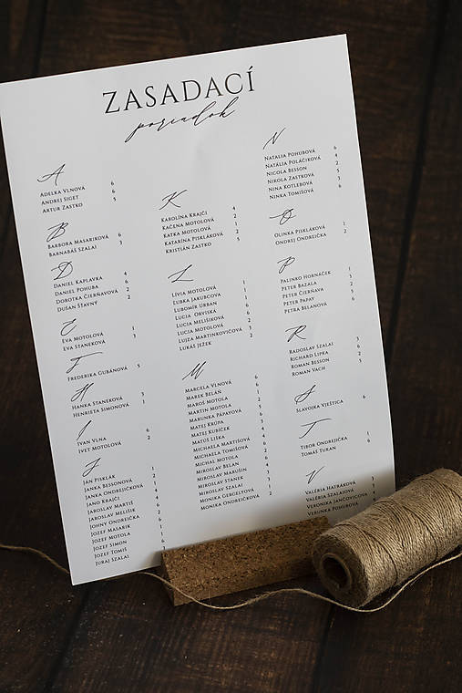 Papiernictvo - Zasadací poriadok "Abecedný" - 11163537_