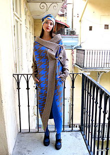 Bundy a kabáty - Plášť TÝNA- retro vzor velká kohoutí stopa - 11162285_