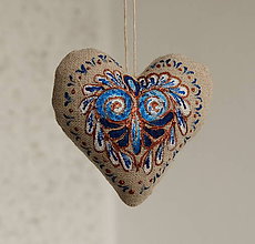 Darčeky pre svadobčanov - FILKI folk maľované srdiečko (modré srdce) - 11161173_