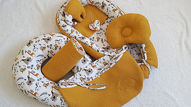 Detský textil - Hniezdo pre bábätko : horčicová vafle/ 100% bavlna - 11165679_