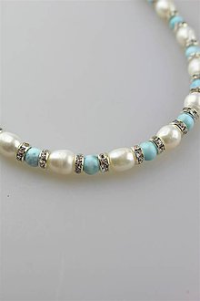Náhrdelníky - larimar s perlou náhrdelník - 11166614_