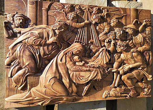 Dekorácie - Drevorezba Betlehem 80x50 cm - 11168739_