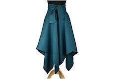 Sukne - LINA - ľanová asymetrická sukňa s výraznou viazačkou "RôZNE FARBY" - 11169204_