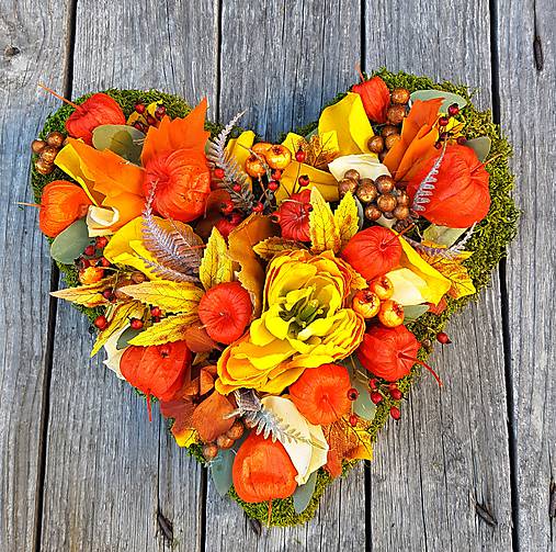 Dekorácie - jesenné srdiečko - 11173150_